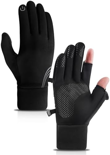 Bobelle Handschuhe Herren,Fahrradhandschuhe Winter wasserdichte Winddicht Touchscreen Thermo Warme Rutschfes für Laufen Motorrad Radfahren Outdoor Sport