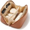 EACHY Reise-Make-up-Tasche, große Kapazität, Kosmetiktasche für Damen, wasserdicht, tragbar, offen, flach, Kulturbeutel, Make-up-Organizer mit Trennwand und Griff
