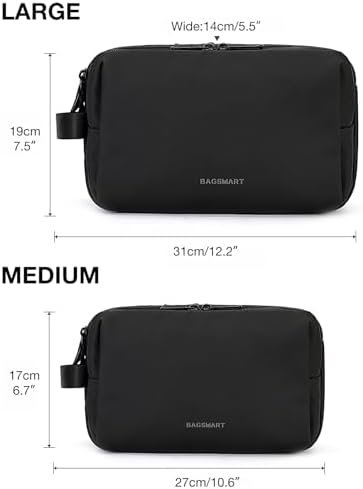 BAGSMART Kulturbeutel für Herren, Reise-Kulturbeutel, wasserfest, Rasiertasche für Toilettenartikel und Zubehör, schwarz (Schwarz) - BM0108003AN-FUS - Image 6