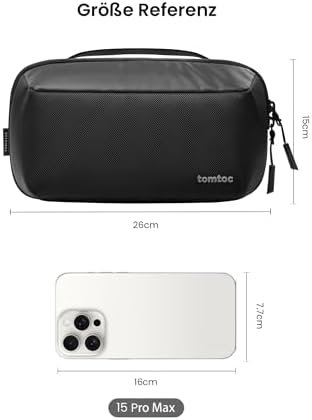 tomtoc Kabeltasche Zubehörtasche, Elektronik Zubehör Kabel Organizer Tasche Tech Pouch, Reise Cable Bag für Ladekabel, Festplatte, MacBook Adapter, Ladegerät, PowerBank, SD Karten, Schwarz - Image 8