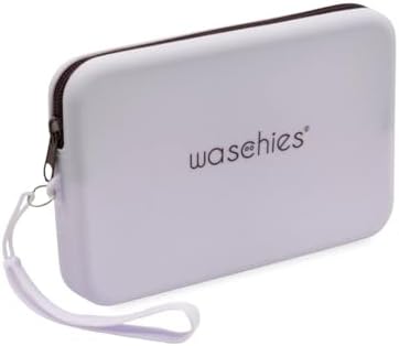 waschies Travel Bag Lavendel, Kosmetiktasche aus weichem elastischem Silikon mit Reißverschluss, Aufbewahrung für 3 Abschminkpads, Kosmetik, Hygieneartikel, Kulturbeutel für unserwegs