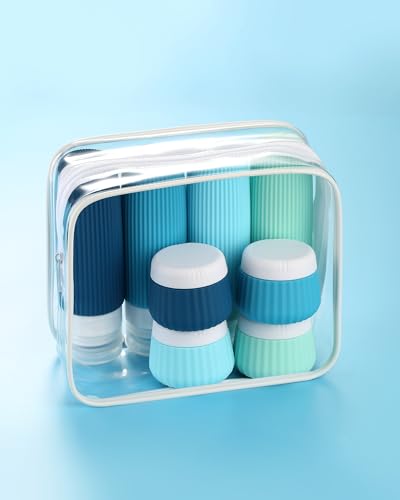 Gemice Silikon Reiseflaschen 8 Pack, Tsa genehmigt Reise Größe Toilettenartikel 3 oz, Reise-Behälter für Toilettenartikel, mit Clear Bag, Leak Proof Silikon Squeezable Travel Essentials Cremes Jars - Image 6