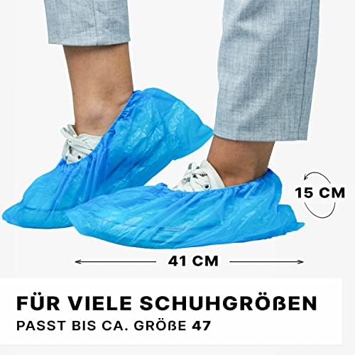 ARNOMED Schuhüberzieher Einweg Stark, Blaue CPE Überziehschuhe, Regenschutz Überschuhe, Schuh Überzieher wasserdicht, latexfreie Schuhschutz, Schuh Überzug für die Baustelle (100 Stück, Klassik 3g) - Image 3