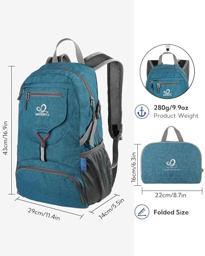 WATERFLY Ultraleicht Faltbar Klein Rucksack: 20L Leicht Packable Wanderrucksack Tagesrucksack Trekkingrucksack Outdoor Sportlich Backpack Travel Daypack für Herren Damen - Image 2