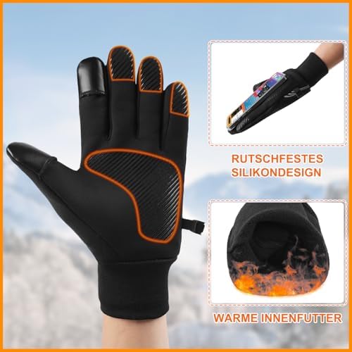 Bobelle Handschuhe Herren,Fahrradhandschuhe Winter wasserdichte Winddicht Touchscreen Thermo Warme Rutschfes für Laufen Motorrad Radfahren Outdoor Sport - Image 4