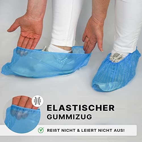 ARNOMED Schuhüberzieher Einweg Stark, Blaue CPE Überziehschuhe, Regenschutz Überschuhe, Schuh Überzieher wasserdicht, latexfreie Schuhschutz, Schuh Überzug für die Baustelle (100 Stück, Klassik 3g) - Image 5