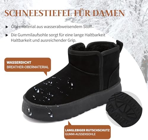 Pelbiuqik Schneeschuhe Boots Women Winter Snow Shoes, Winterstiefel Damen Bequeme Gefütterte Winterboots - Image 3