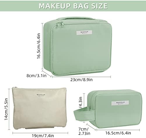 2 Stück Kosmetiktasche wasserdichte Make-up-Tasche Tragbare Schminktasche für Damen und Mädchen (Grün) - Image 5