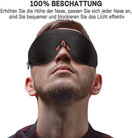 onaEz 3D Schlafmaske für Herren und Frauen, 2024 Total Licht Blockierendes Augenmaske, 12mm Vertiefte Augenhöhlen & Erhöhen Nasenpads, Schlafbrille aus Eisseide für Reisen, Nickerchen, Schwarz - Image 4