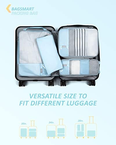 BAGSMART 6 Set/4 Set/2 Set Kompressions-Verpackungswürfel für Reisen, leichte Reiseutensilien, Reisezubehör für Koffer, Organizer, Taschen, langlebig, Gepäck-Organizer, Reisetaschen, Hellblau, 4 - Image 3