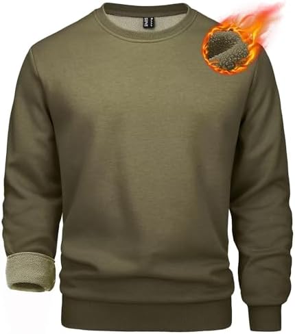 MAGCOMSEN Basic Pullover Herren Crewneck Sweatshirts Fleece Winter Langarmshirts Freizeit Sport Oberteile Shirt Warm Gefüttert Outdoorshirts