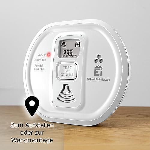 Ei Electronics Ei208D Kohlenmonoxidmelder, CO-Melder mit LCD-Display und Batterie für 10 Jahre, Stand-Alone-Gerät, weiß - Image 3