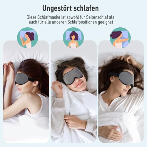 Umisleep Schlafmaske für Seitenschläfer, 3D-Augenhöhlen und verstellbares Gummiband, lichtblockierend und atmungsaktiv, Augenmaske für Männer und Frauen, geeignet für Reise-Yoga, Grau - Image 7