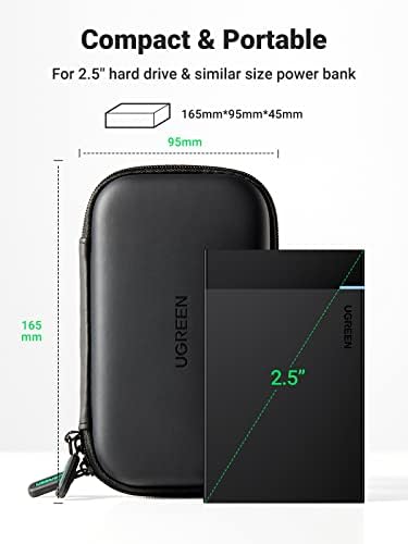 UGREEN Festplatten Tasche 2.5 Zoll Case Externe Wasserdicht Eva Universal Powerbank Tasche Kabel Tasche Organizer kompatibel mit WD Elements, My Passport, Seagate, SanDisk, HDD, SSD - Image 7