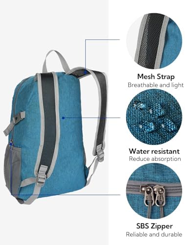 WATERFLY Ultraleicht Faltbar Klein Rucksack: 20L Leicht Packable Wanderrucksack Tagesrucksack Trekkingrucksack Outdoor Sportlich Backpack Travel Daypack für Herren Damen - Image 5