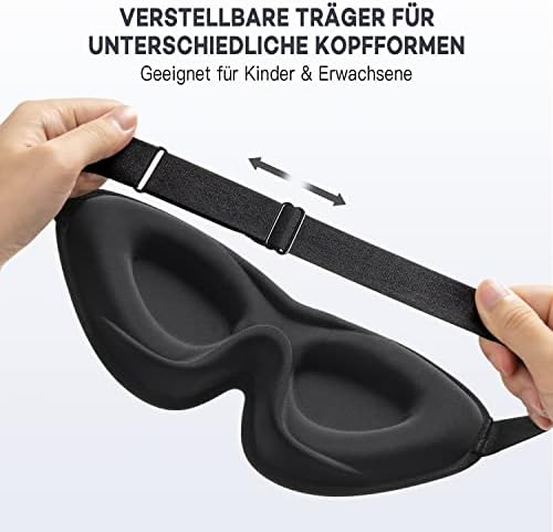 onaEz 3D Schlafmaske für Herren und Frauen, 2024 Total Licht Blockierendes Augenmaske, 12mm Vertiefte Augenhöhlen & Erhöhen Nasenpads, Schlafbrille aus Eisseide für Reisen, Nickerchen, Schwarz - Image 7