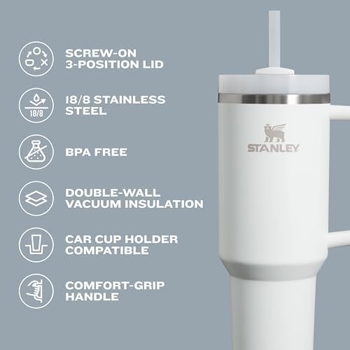 Stanley Quencher H2.0 FlowState vakuumisolierter Becher aus Edelstahl mit Deckel und Trinkhalm, für Wasser, Eistee oder Kaffee, Smoothie und mehr, Flieder, 1,2 l - Image 4