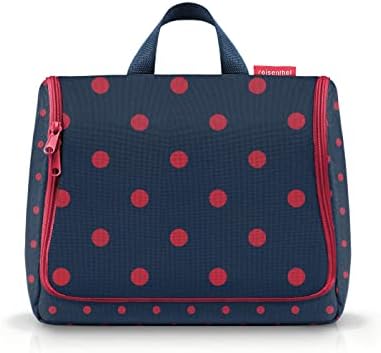 Reisenthel toiletbag XL Mixed dots red WO3075 - Kulturbeutel Waschtasche 4 Liter in Dunkelblau mit dunkelroten Punkten