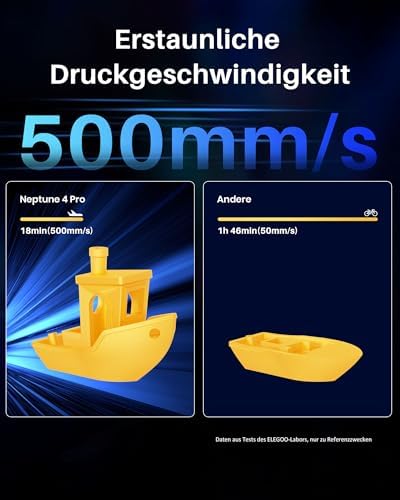 ELEGOO Neptune 4 Pro 3D Drucker, 500mm/s Hochgeschwindigkeitsdruck, FDM 3D Printer mit Automatische Nivellierung, Segmentierte Heizbett und Ganzmetall-Führungsschienen, 225x225x265mm³ Druckgröße - Image 8