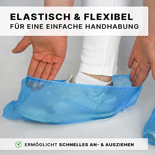 ARNOMED Schuhüberzieher Einweg Stark, Blaue CPE Überziehschuhe, Regenschutz Überschuhe, Schuh Überzieher wasserdicht, latexfreie Schuhschutz, Schuh Überzug für die Baustelle (100 Stück, Klassik 3g) - Image 4