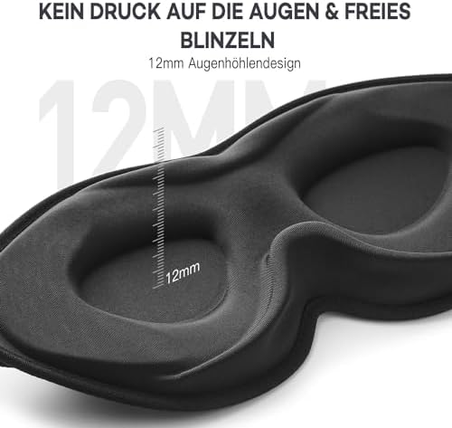 onaEz 3D Schlafmaske für Herren und Frauen, 2024 Total Licht Blockierendes Augenmaske, 12mm Vertiefte Augenhöhlen & Erhöhen Nasenpads, Schlafbrille aus Eisseide für Reisen, Nickerchen, Schwarz - Image 2