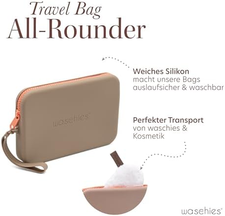 waschies Travel Bag Lavendel, Kosmetiktasche aus weichem elastischem Silikon mit Reißverschluss, Aufbewahrung für 3 Abschminkpads, Kosmetik, Hygieneartikel, Kulturbeutel für unserwegs - Image 3