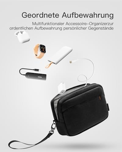 Inateck Kabeltasche Elektronik Organizer, Spritzwasserfester Reise Zubehör Tasche, Mehrzweck-Zubehörtasche, Kompatibel mit Maus, Kabeln, USB Stick, Schwarz - Image 6