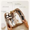 EACHY Reise-Make-up-Tasche, große Kapazität, Kosmetiktasche für Damen, wasserdicht, tragbar, offen, flach, Kulturbeutel, Make-up-Organizer mit Trennwand und Griff - Image 2