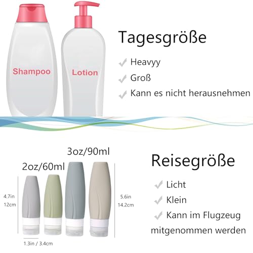 Reiseflaschen, Reiseutensilien, Reisezubehör für Internationale Reisen, TSA-zugelassene auslaufsichere Squeeze-Silikon-Reiseflaschen, Reisebehälter für Toilettenartikel - Image 2