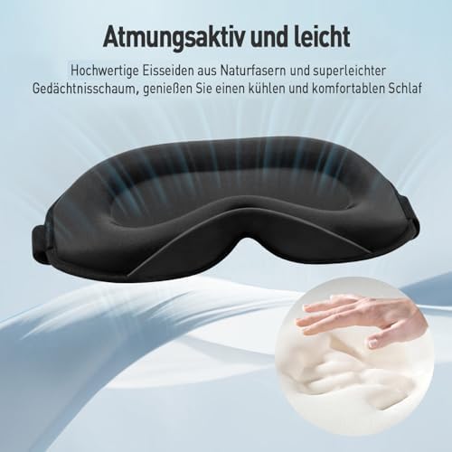 Umisleep Schlafmaske für Seitenschläfer, 3D-Augenhöhlen und verstellbares Gummiband, lichtblockierend und atmungsaktiv, Augenmaske für Männer und Frauen, geeignet für Reise-Yoga, Grau - Image 5