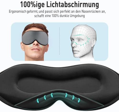 Umisleep Schlafmaske für Seitenschläfer, 3D-Augenhöhlen und verstellbares Gummiband, lichtblockierend und atmungsaktiv, Augenmaske für Männer und Frauen, geeignet für Reise-Yoga, Grau - Image 3