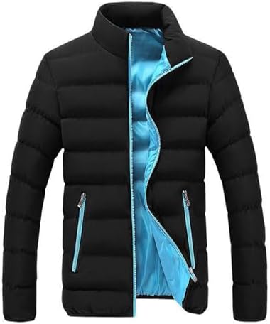 Generisch Winterjacke Herren Daunenjacke mit Reißverschluss Warm Jacke Leichte Steppjacke Herren Bequeme Casual Puffer Jacket Basic Übergangsjacke Outdoor Softshelljacke Winter Kleidung