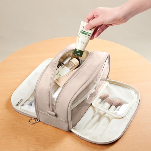 KALIDI Kulturtasche für Damen, Groß Kosmetiktasche Reise Kulturbeutel Waschtasche Reisezubehör Für Kosmetik, Hautpflege, Toilettenartikel (Khaki) - Image 6