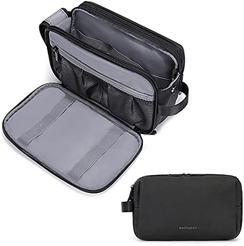 BAGSMART Kulturtasche für Herren,Travel Toiletry Organizer Dopp Kit Wasserabweisende Rasiertasche für Toilettenartikel Zubehör (Large Black)