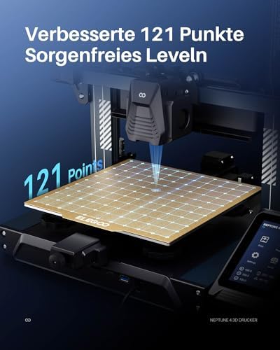 ELEGOO Neptune 4 FDM 3D Drucker, Bis zu 500mm/s Hochgeschwindigkeit, 121-Punkt-Automatische Bettnivellierung, 300℃ Zweigang-Direktextruder, Druckgröße von 225x225x265mm³/8.85x8.85x10.43 Zoll - Image 6