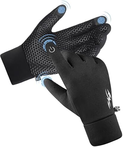 CAOZITOU Handschuhe Herren Damen Winter,Thermo Fahrradhandschuhe Touchscreen Anti-Rutsch,wasserdichte Winddicht Laufhandschuhe für Outdoor Sport