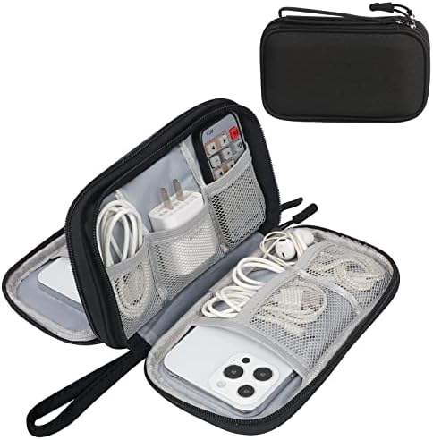 Simpolor Kabeltasche, Doppelte Schichte Elektronik Organizer Tasche für Kabel,Travel Kabel Organizer Elektronische Zubehör Case für Kabel, Powerbank, USB-Laufwerk, Ladegerät, Maus, SD Karten - Schwarz