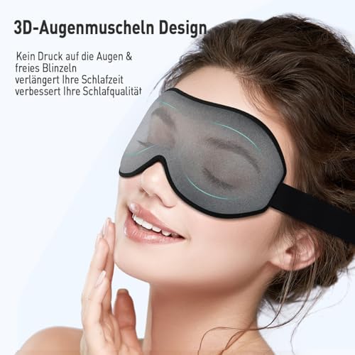 Umisleep Schlafmaske für Seitenschläfer, 3D-Augenhöhlen und verstellbares Gummiband, lichtblockierend und atmungsaktiv, Augenmaske für Männer und Frauen, geeignet für Reise-Yoga, Grau - Image 4