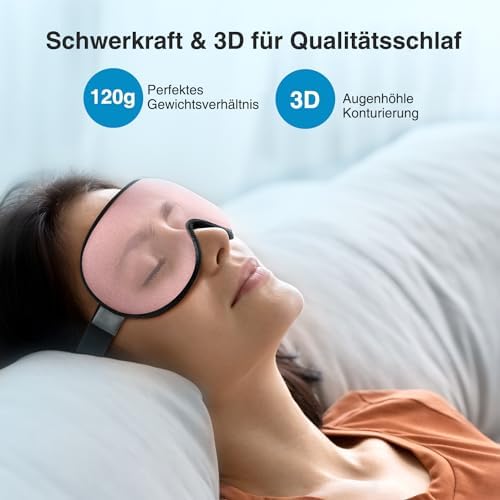 Umisleep 2024 Gewichtet Schlafmaske für Herren & Frauen, 3D Augenmaske Schlafmaske für Druckentlastung, 100% Lichtblockierende Schlafbrille mit verstellbarem Gurt für Reisen, Yoga, 120 g, Rosa - Image 2