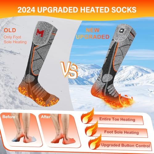 MRAWARM Beheizbare Socken, 6000mAh Wiederaufladbare Akku Elektrisch Beheizte Socken für Damen Herren, 3 Heizstufen Winter Baumwollsocken für Outdoor-Sport - Image 3