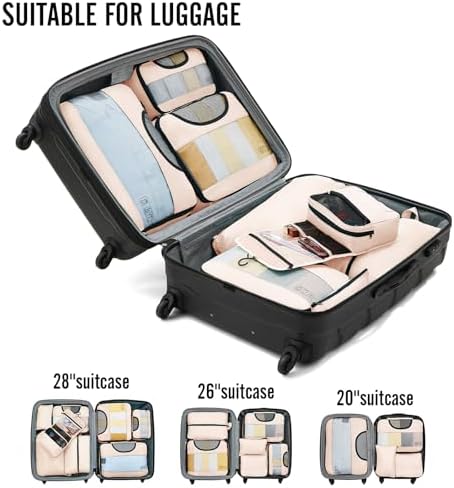 Veken Packwürfel für Koffer, Gepäck-Organizer-Taschen, Set für Handgepäck, Reisegeschenke für Mutter, Reisezubehör für Frauen, Reisezubehör in 4 Größen (XL, L, M, S) - Image 6