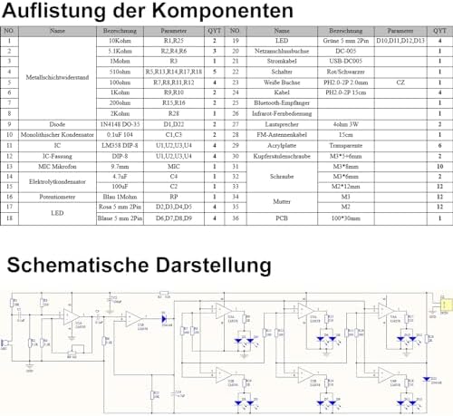 Elektronik Bluetooth Lautsprecher mit FM Radio DIY Löten Bausatz, Fernbedienung Music Player Projekt mit Bunten Sound-Steuerung LED-Leuchten und Schale, Digital Display Amplifier für DIY Löten Praxis - Image 5