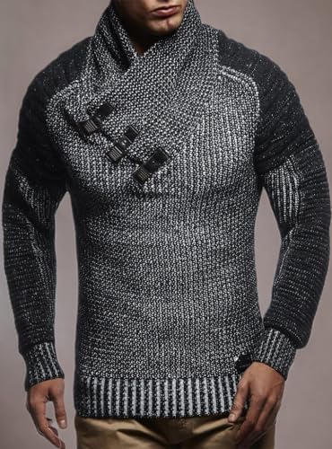 Leif Nelson Herren Strickpullover mit stylischem Kragen – Modischer Männer Winterpullover in Grobstrick für Herbst und Winter - Image 4