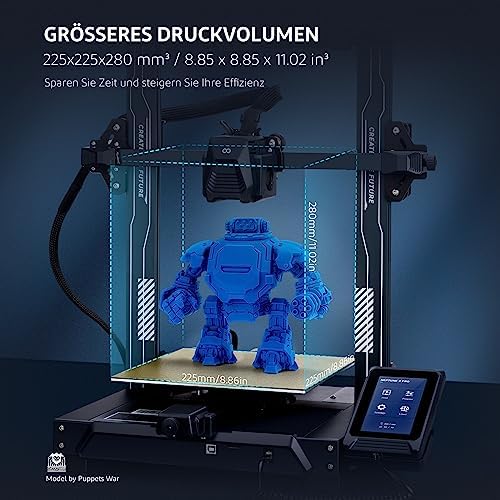 ELEGOO Neptune 3 Pro FDM 3D Drucker mit Automatischer Bettnivellierung, Dual-Gear-Direktextruder, Dual-Leitspindelantrieb, Abnehmbarem Kapazitivem Bildschirm, 225 x 225 x 280 mm Großes Druckformat - Image 2