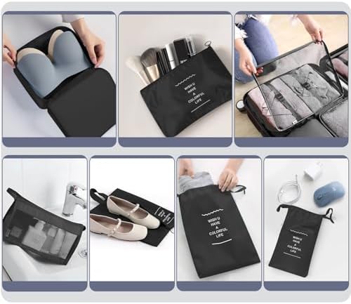 OBSGUMU Koffer Organizer Set, 9 Pcs Packing Cubes für Reisen, Packtaschen für Koffer Reise Kleidertaschen, Verpackungswürfel Mit Kosmetiktasche, Packwürfel for Reiseutensilien(Schwarz) - Image 6