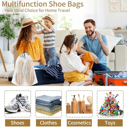 Schuhbeutel für Reisen, 39,9 x 30 cm, transparent, Reise-Schuhbeutel zum Verpacken, groß, wasserdicht, tragbar, Kordelzug, Reise-Schuh-Aufbewahrungstasche, Reiseutensilien für Damen und Herren, 20 - Image 6