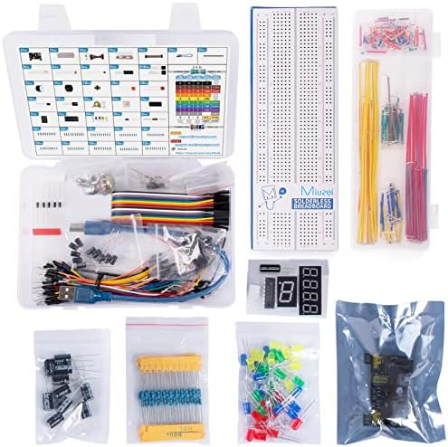 Miuzei Starter Kit Breadboard Set Kompatibel mit Arduino Einschließlich Stromversorgungsmodul Jumper Kabel Widerstand Sortiment steckbrett Led Dioden Set für Anfänger Elektronik Bausa - Image 4