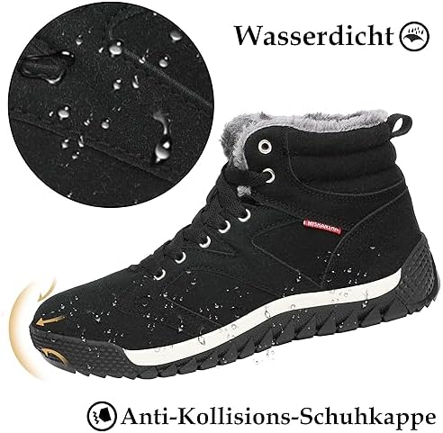 Mishansha Herren Winterschuhe Warm Gefüttert Schneestiefel Winter Outdoor Boots Winterstiefel, Gr 38-48 EU - Image 2