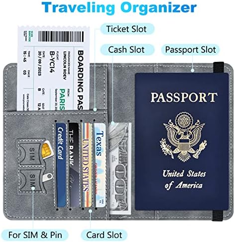 XIUWOUG Reisepasshülle,Passport Cover mit RFID-Blocker,Kunstleder Reisepass Hülle für Damen Herren Reisepass Kreditkarten, Ausweis und Reisedokumente, 15×11×1cm - Image 4