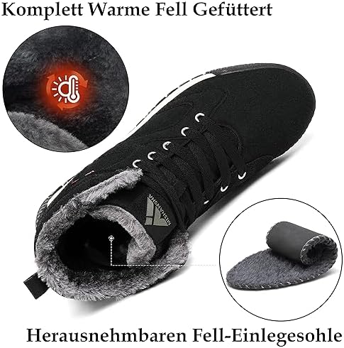 Mishansha Herren Winterschuhe Warm Gefüttert Schneestiefel Winter Outdoor Boots Winterstiefel, Gr 38-48 EU - Image 4